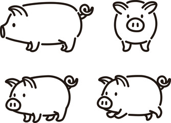 シンプルでかわいい豚のイラストセット