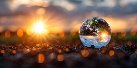 Global drowning  in water -Global Warming Concept .