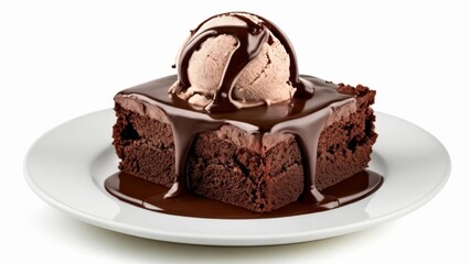  Deliciously indulgent chocolate cake with a scoop of vanilla ice cream