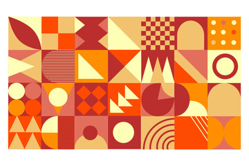 Colorful neo geo background made of squares and circles