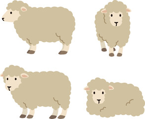 シンプルでかわいい羊のイラストセット