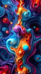 Vibrant and Captivating Psychedelic Artwork with Hypnotic Kaleidoscopic Patterns and Fluid Dreamlike Distortions