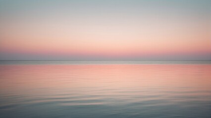 A peaceful seascape with a soft pastel pink sunset reflecting on the calm ocean waters, background, wallpaper