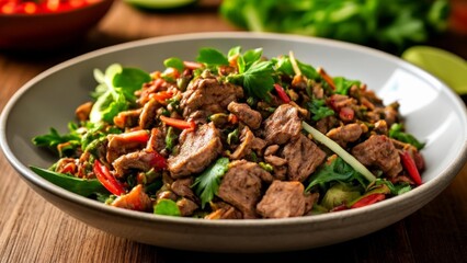 Fototapeta premium Delicious Beef Salad in a Bowl