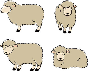シンプルでかわいい羊のイラストセット