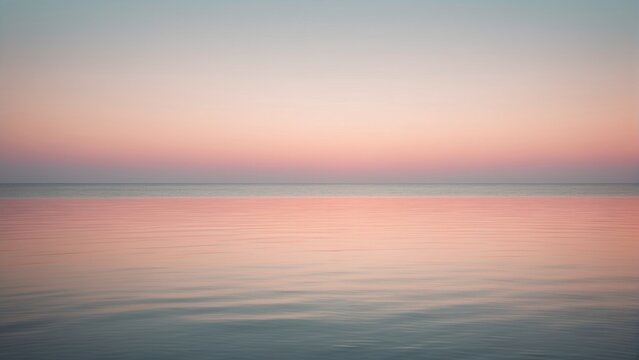 A Peaceful Seascape With A Soft Pastel Pink Sunset Reflecting On The Calm Ocean Waters, Background, Wallpaper