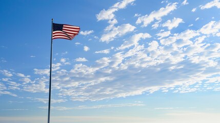 Flying High: The US Flag Soaring in the Sky