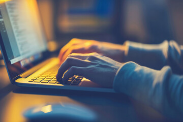 A person writing a blog post on a computer. Writing Blog