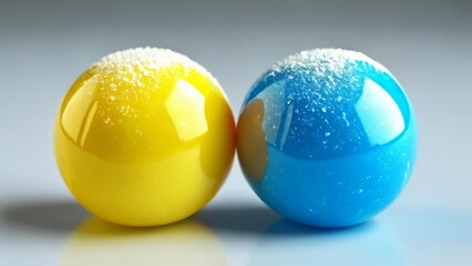Obraz premium Vivid Easter Eggs Yellow and Blue with a touch of sparkle
