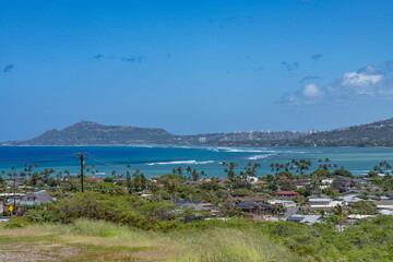 Obraz premium Maunalua Bay is a bay in the southeast of Honolulu, the capital of Hawaiʻi. Hawai'i Kai Lookout, Oahu Hawaii
