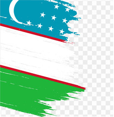 Uzbekistan flag brush paint textured isolated  on png or transparent background. vector illustration 