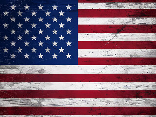 flat design grunge American flag  with white background. Generative AI