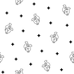 Cute couple kawaii music notes. Seamless pattern. Coloring Page. Cartoon character. Hand drawn style. Vector drawing. Design ornaments.