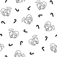 Cute little music note character. Seamless pattern. Coloring Page. Funny cartoon element. Hand drawn style. Vector drawing. Design ornaments.