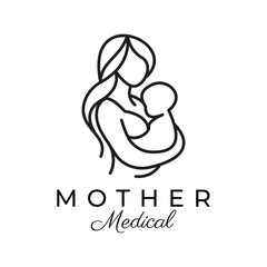 Elegant Minimalist Mother and Baby logo design, perfect for branding clinics, medical services, maternal health, pregnancy, and childcare