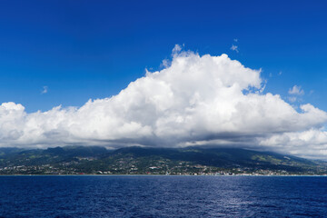 Blue Sky White Clouds Over Tahiti Island