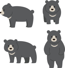シンプルでかわいい熊のイラストセット