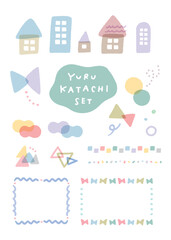 ゆるい手描き風のワンポイントイラストのセット