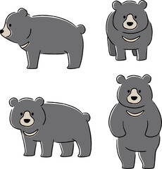 シンプルでかわいい熊のイラストセット