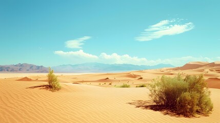 Fototapeta premium Realistic desert landscape. Beautiful view on realistic sand dunes. Made with generative ai
