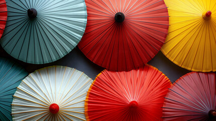 Chinese umbrellas were spread out elegantly
