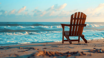 Beach chair invites tranquility as the gentle waves create a peaceful ambiance