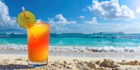 Tropical Cocktail on a Beach