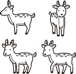 シンプルでかわいい鹿のイラストセット