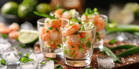 Shrimp cocktail appetizer in glass