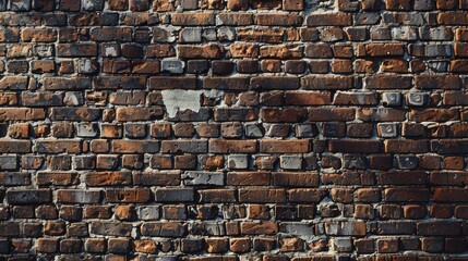 Brick wall in daylight exhibits a brown hue