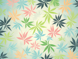 Refreshing Pattern of Green and Yellow Leaves with a Soft Background Creating a Calm and Natural Design