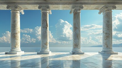 Fototapeta premium Grecian Pillars: Marble Echoes of the Past