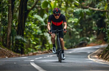 Naklejka premium cyclist is riding his bike