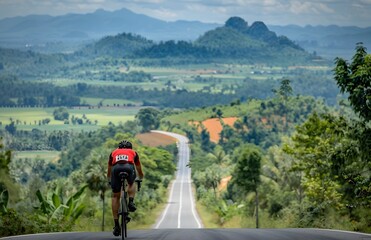 cyclist is riding his bike