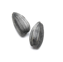 Sunflower seeds on white background