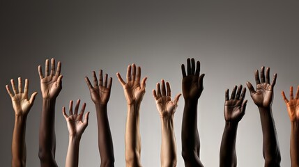 Hands Raised on isolated background