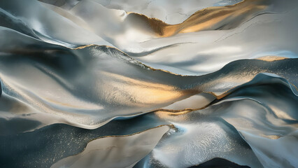 Dreamy Silver and Gold Abstract Oil Painting