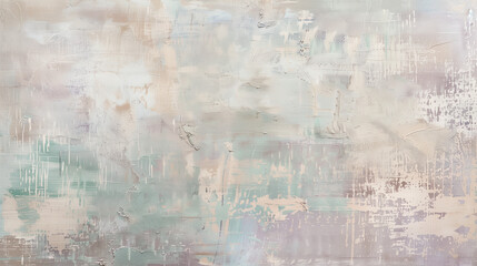 Fototapeta premium Rustic Textured Wall with Serene Retreat Color Washing Technique. Aged effect. Palette of aqua, lavender, beige, sage, and gray with subtle variations. High-resolution. Soft and layered finish.