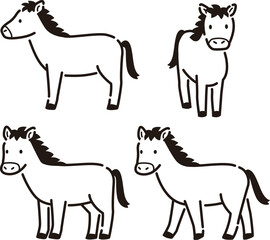 シンプルでかわいい馬のイラストセット