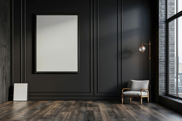 Modern Room with Blank Frame for Versatile Design Display