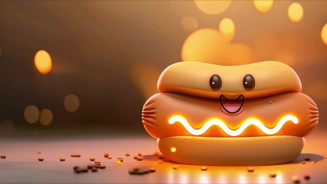 A playful cartoon hot dog mascot for various advertising and promotional materials. Concept Hot Dog Mascot Advertising, Cartoon Character Design, Promotional Materials, Playful and Fun Illustrations
