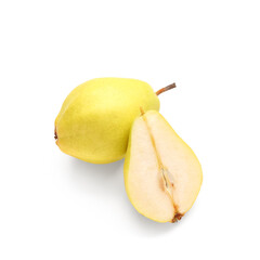 Fresh pears on white background