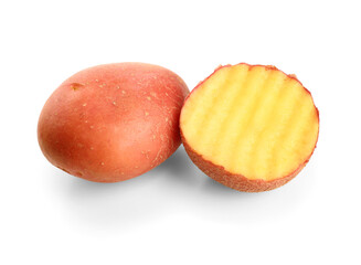 Fresh raw potatoes on white background © Pixel-Shot