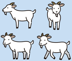 シンプルでかわいいヤギのイラストセット