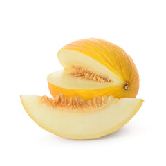 Tasty ripe melon on white background