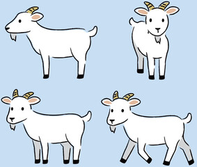 シンプルでかわいいヤギのイラストセット