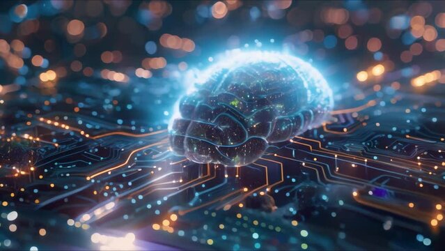 Illustration of Artificial Intelligence and Big Data Concepts Through a Futuristic Business D Model. Concept AI Technology, Big Data Analysis, Futuristic Concepts, Business Model, Illustration
