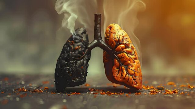 Visual metaphor of unhealthy smoking effects on human lungs - Powered by Adobe