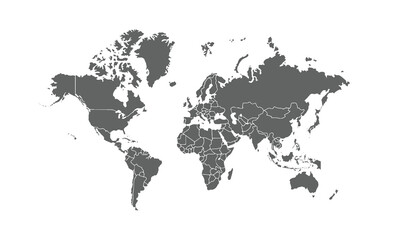 world map isolated on white background. for website layouts, background, education, precise, customizable, Travel worldwide, map silhouette backdrop, earth geography, political, reports.