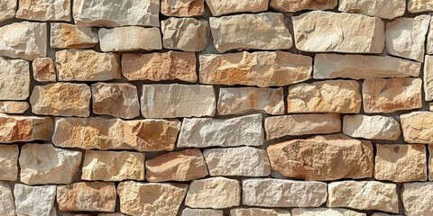 Fototapeta premium Stone Wall Texture: Beige and Brown Bricks